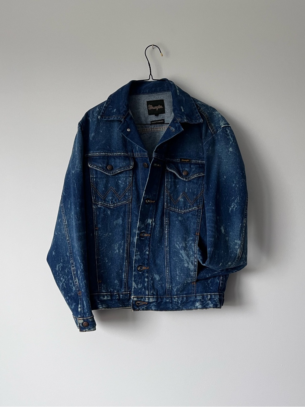 Wrangler Blue Distressed Denim Shirt Jacket